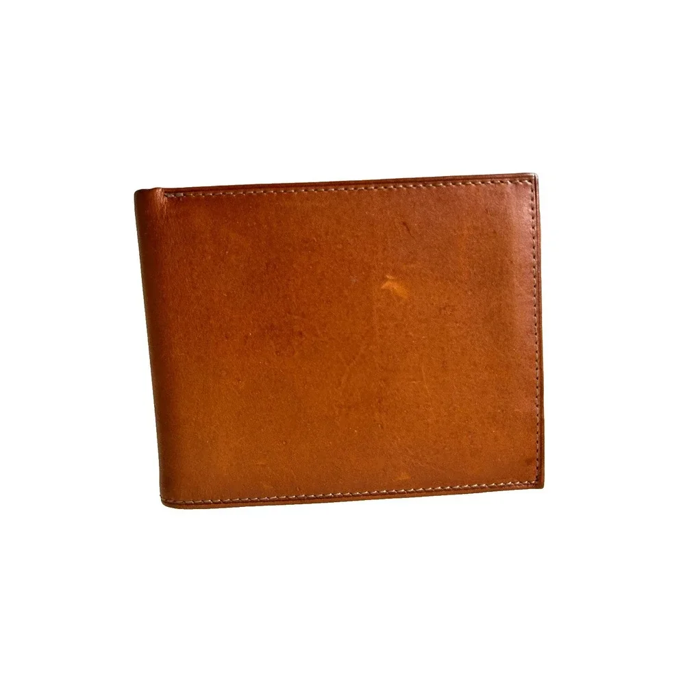 G.H. Bass & Co Men's Tan Leather Bifold Wallet Smooth Brown Credit Card Slot NEW